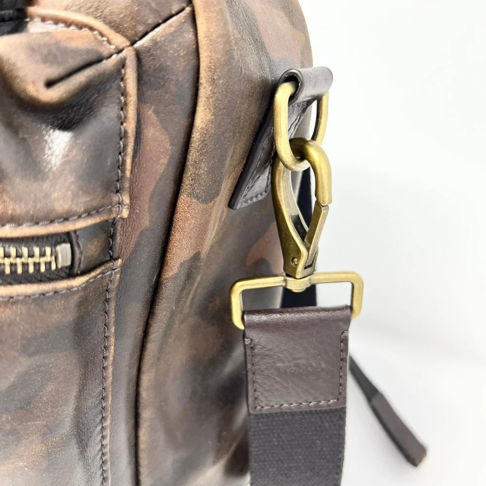 Fossil Buckner Leather Convertible Backpack Camo Brown‎ Bag Office Monogram WDD